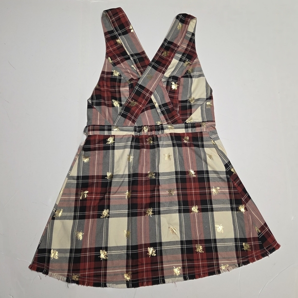 Urban Outfitters Plaid Bee Wrap Dress Jumper Size M Pleated Punk Goth Academia - Picture 6 of 11
